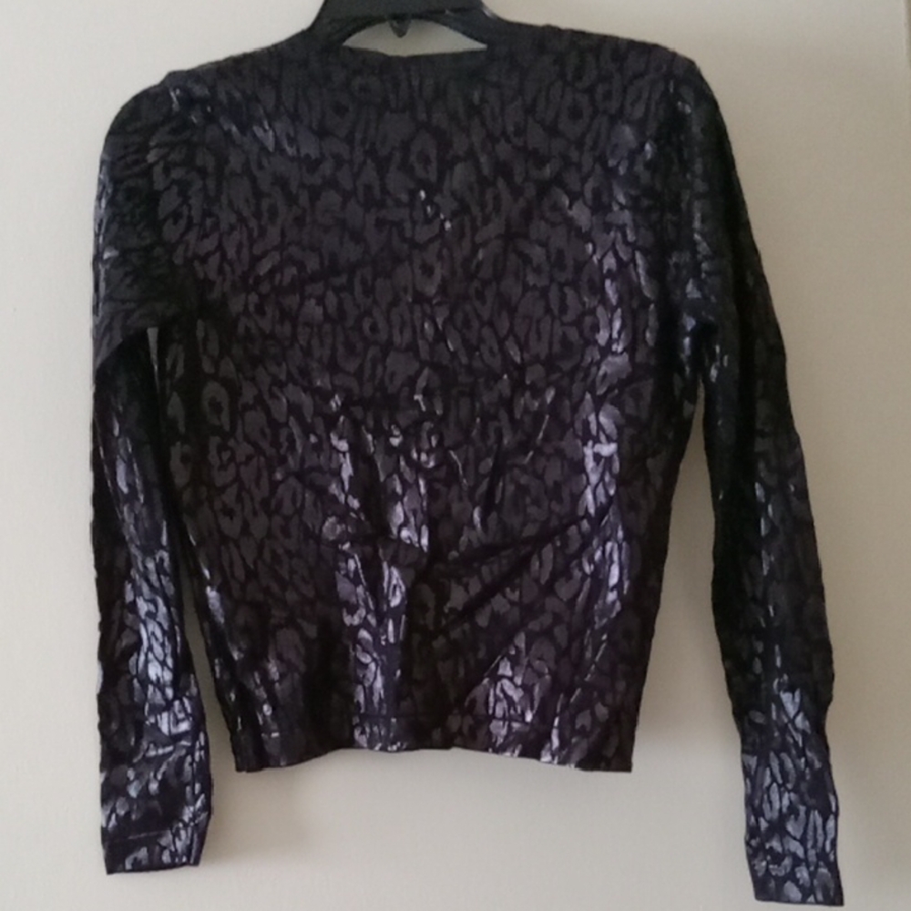 Metallic Black Leopard Sweater - Picture 2 of 3